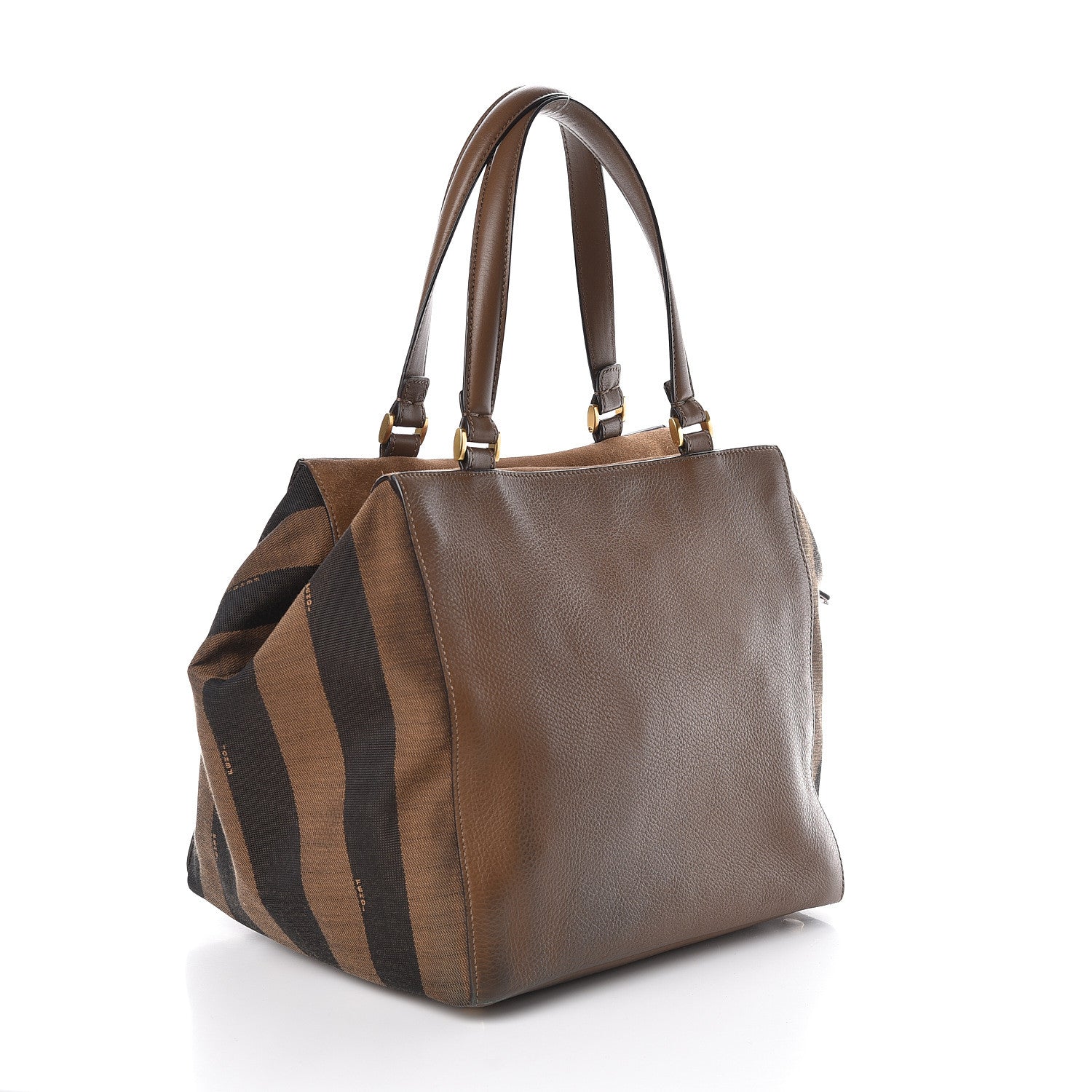 Fendi Pequin Vitello Magnetic Top Satchel Tobacco Foresta 3 of 12