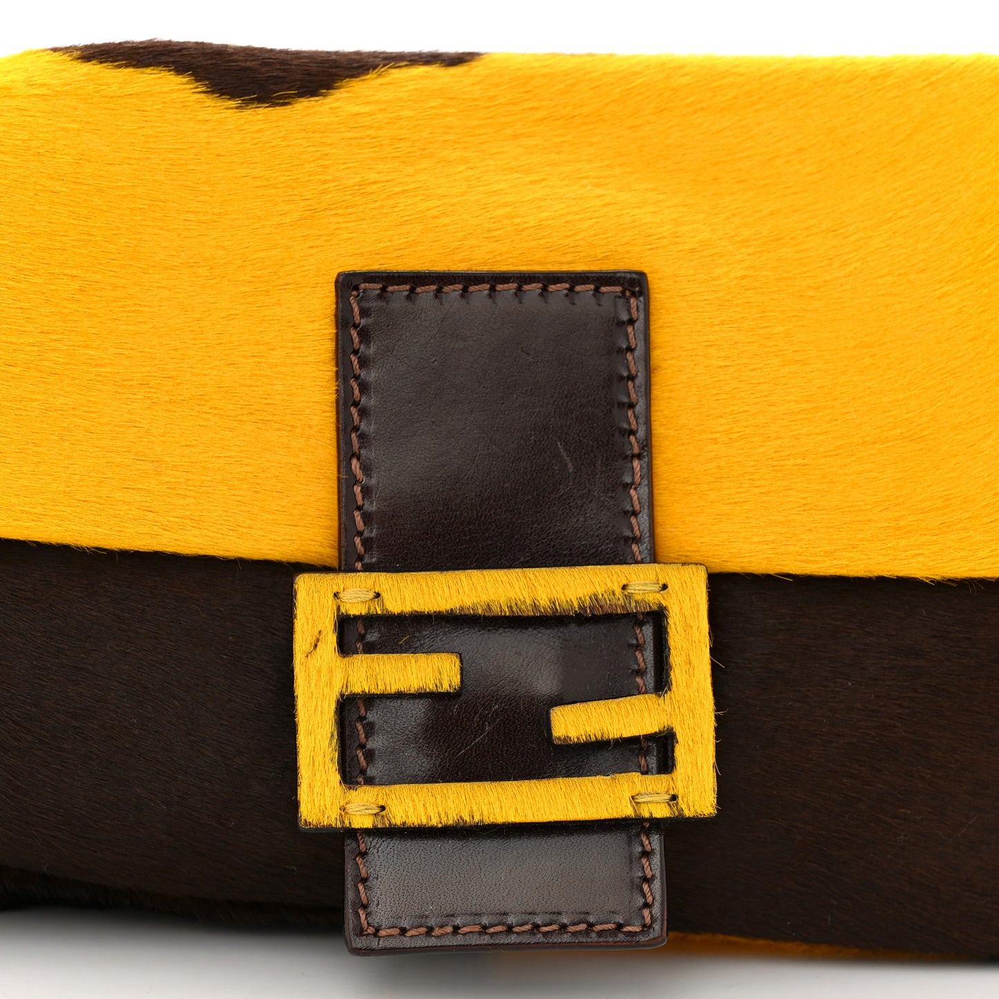 Calf Hair Baguette Yellow Brown