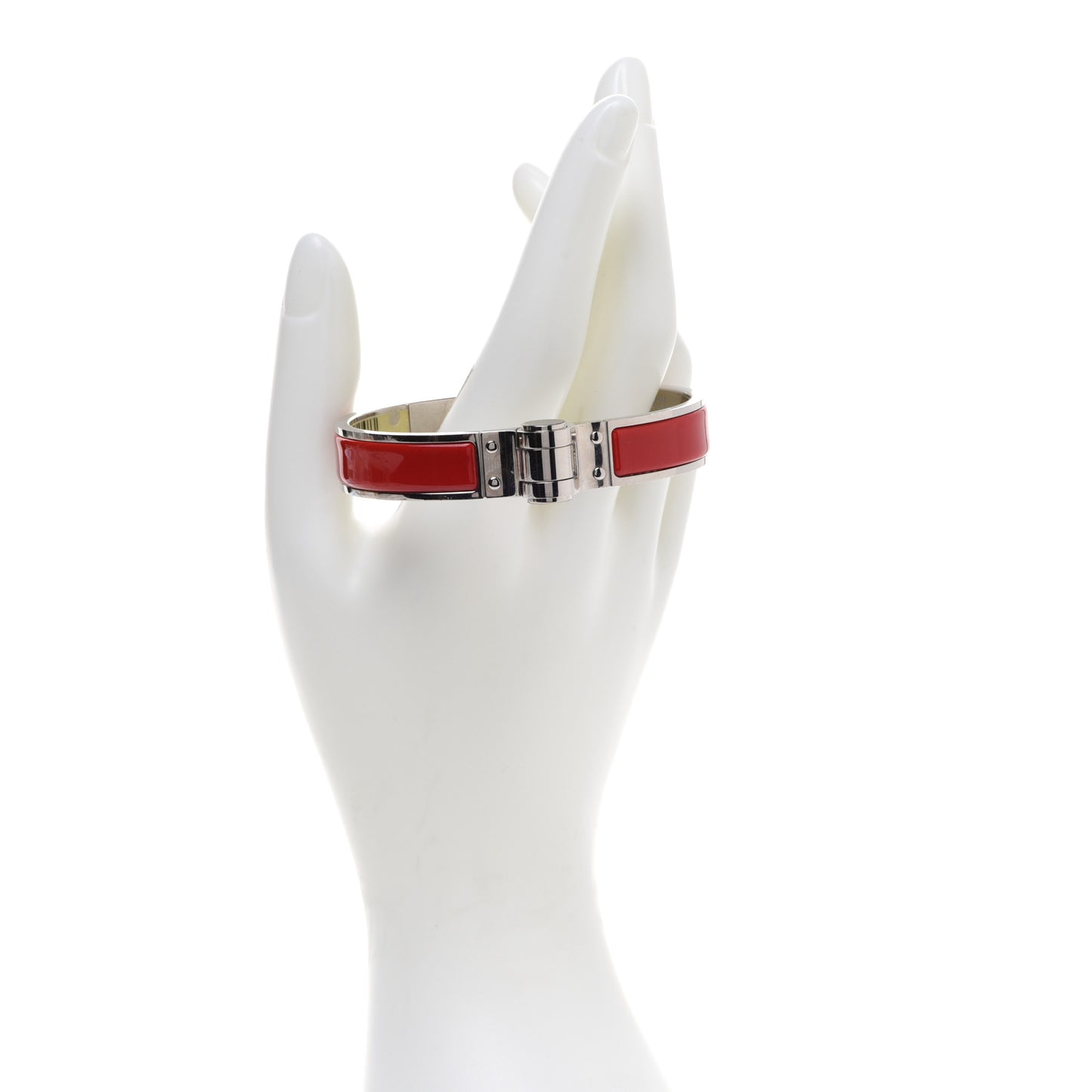 Enamel Charniere Uni Narrow Hinged Bracelet M Rouge Amarante