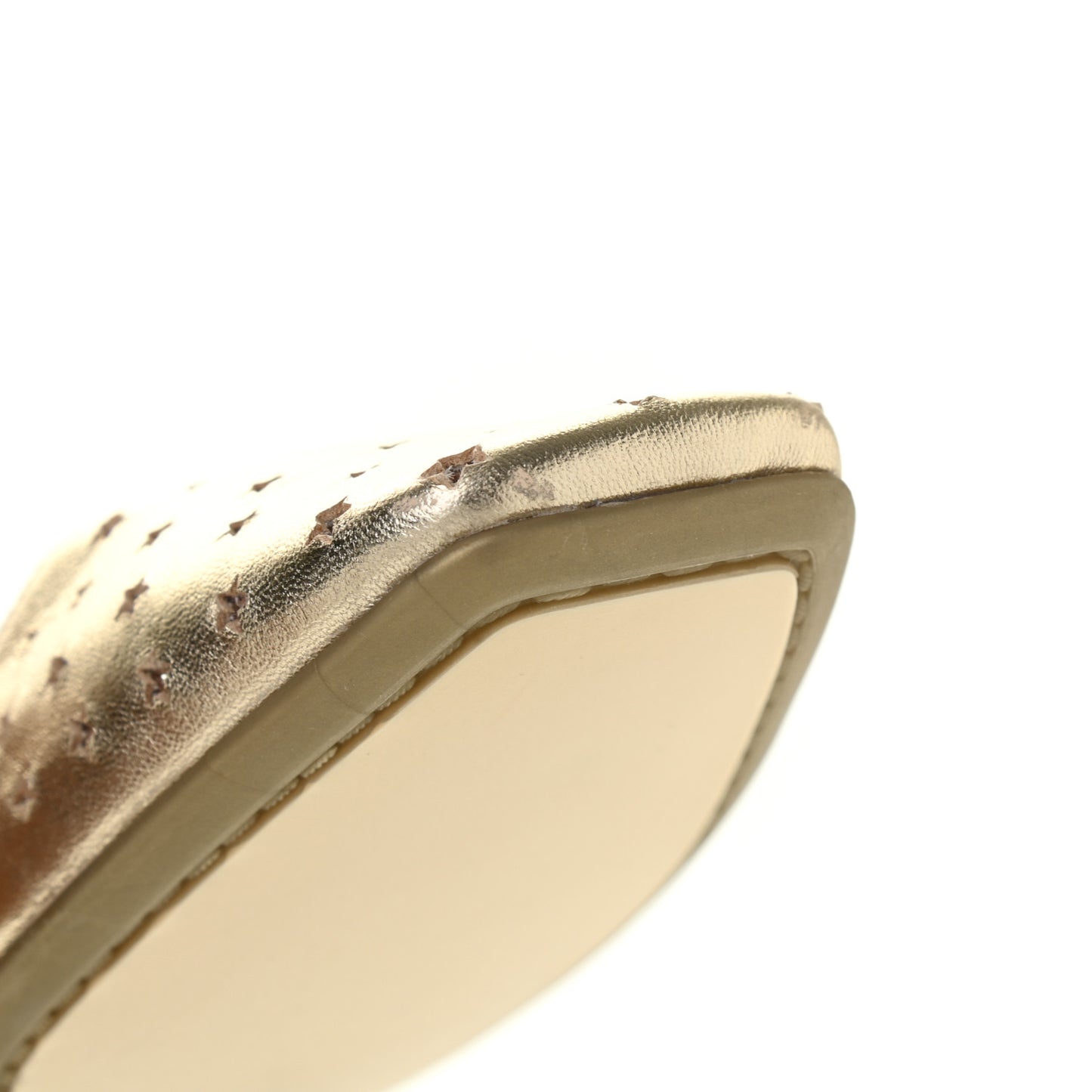 Metallic Nappa Perforated Star Modell Flats 37 Champagne