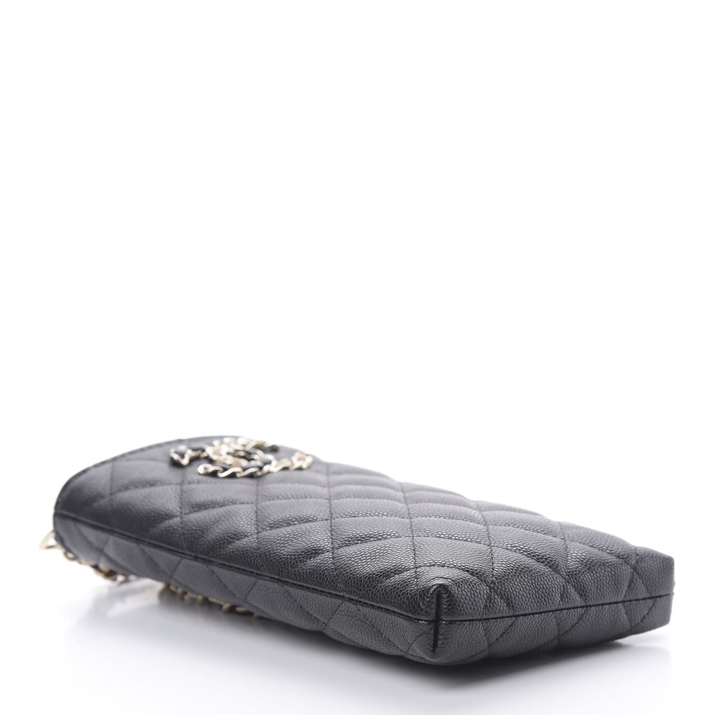 Caviar Quilted French New Wave Phone Holder With Chain Black