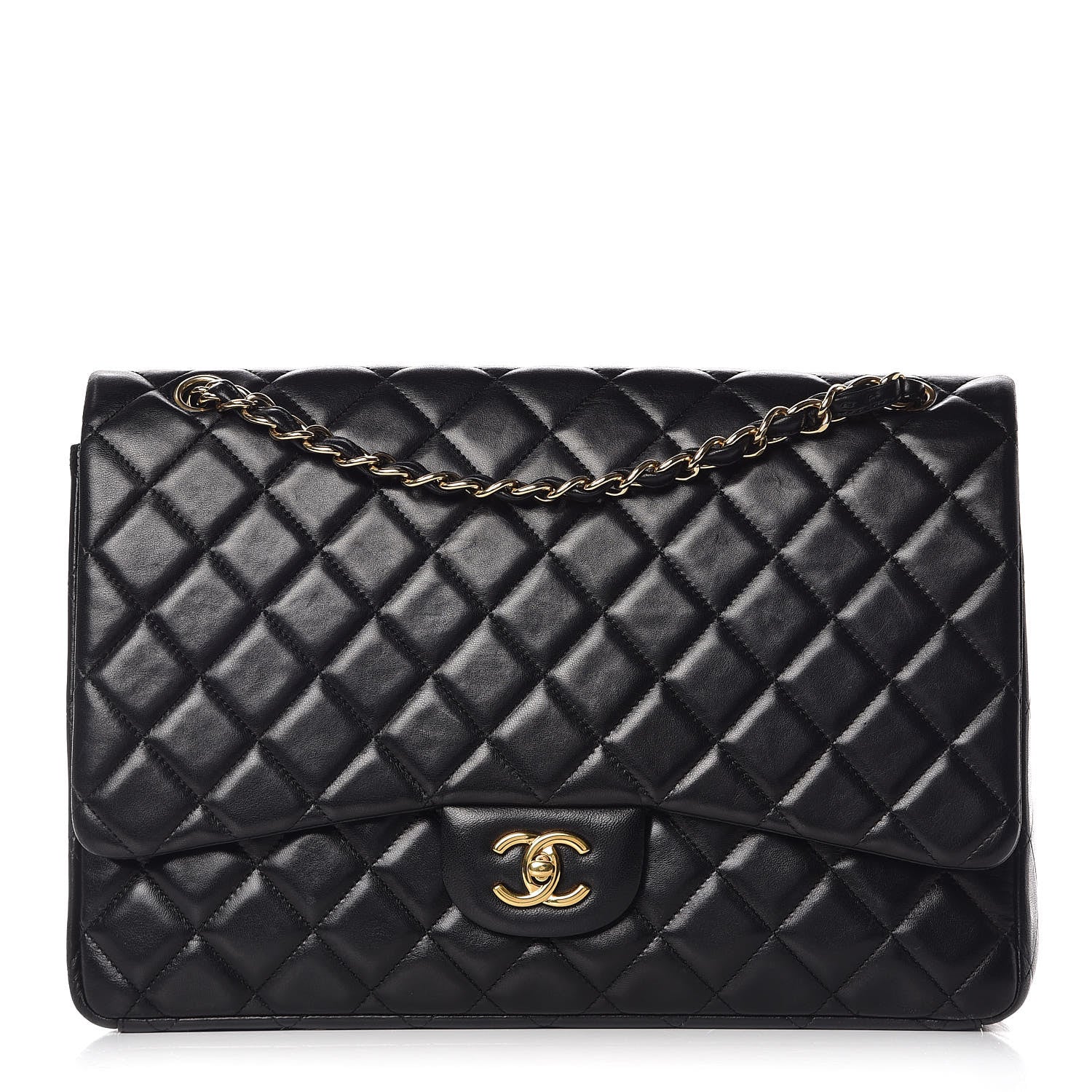 Chanel Lambskin Quilted Maxi Single Flap Black 1 of 10