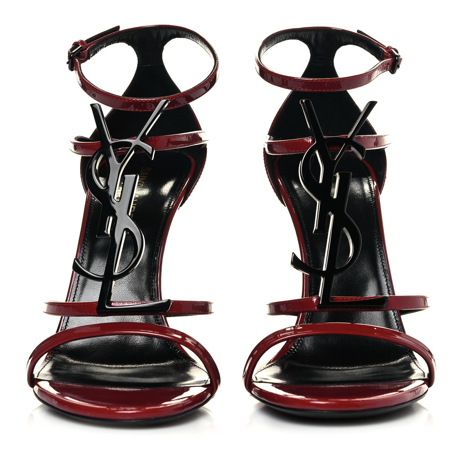 Saint Laurent Patent Calfskin Cassandra 100 Sandals 37 Red Laquer 2 of 10