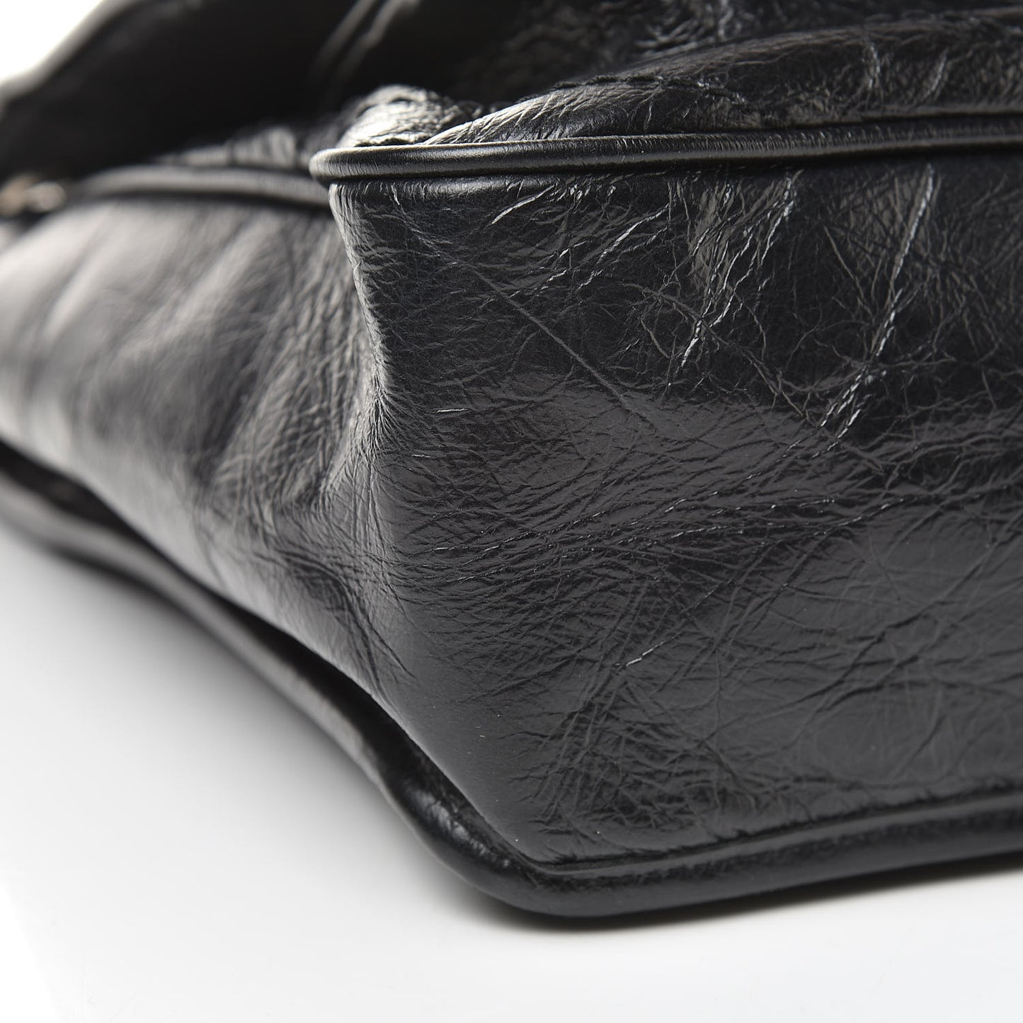 Crinkled Calfskin Matelasse Monogram Large Niki Chain Satchel Black
