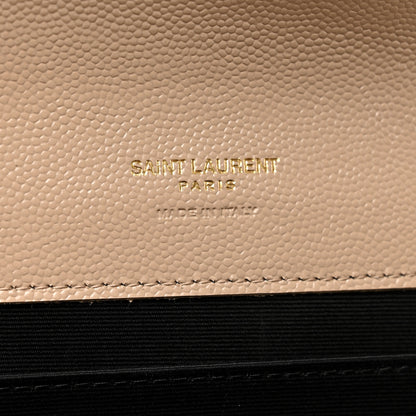 Saint Laurent Grain De Poudre Matelasse Chevron Monogram Envelope Clutch Dark Beige 6 of 8