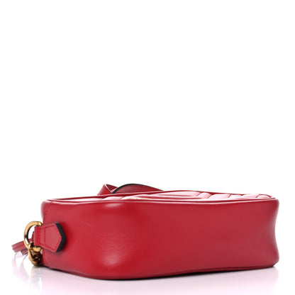 Gucci Calfskin Matelasse Mini GG Marmont Chain Shoulder Bag Hibiscus Red 4 of 17