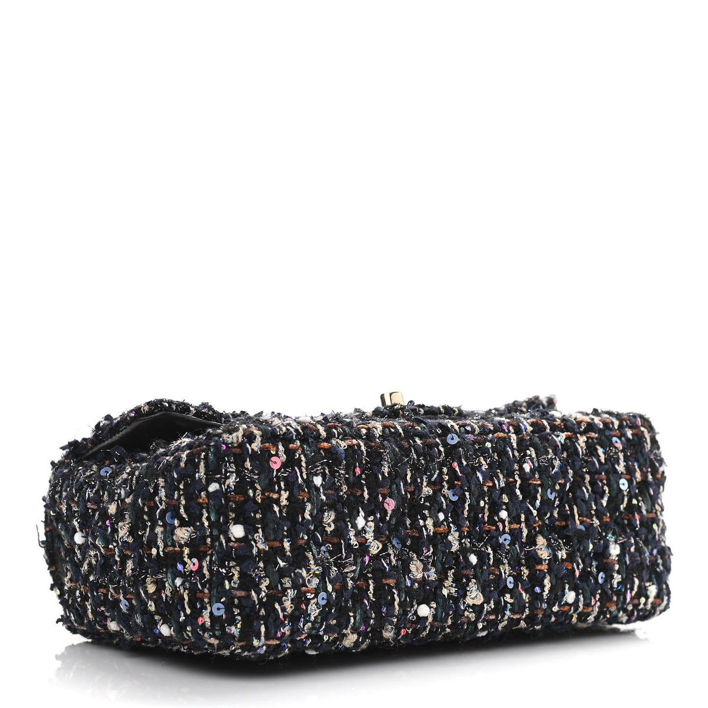 Glittered Tweed Quilted Mini Rectangular Flap Navy Blue Mulitcolor