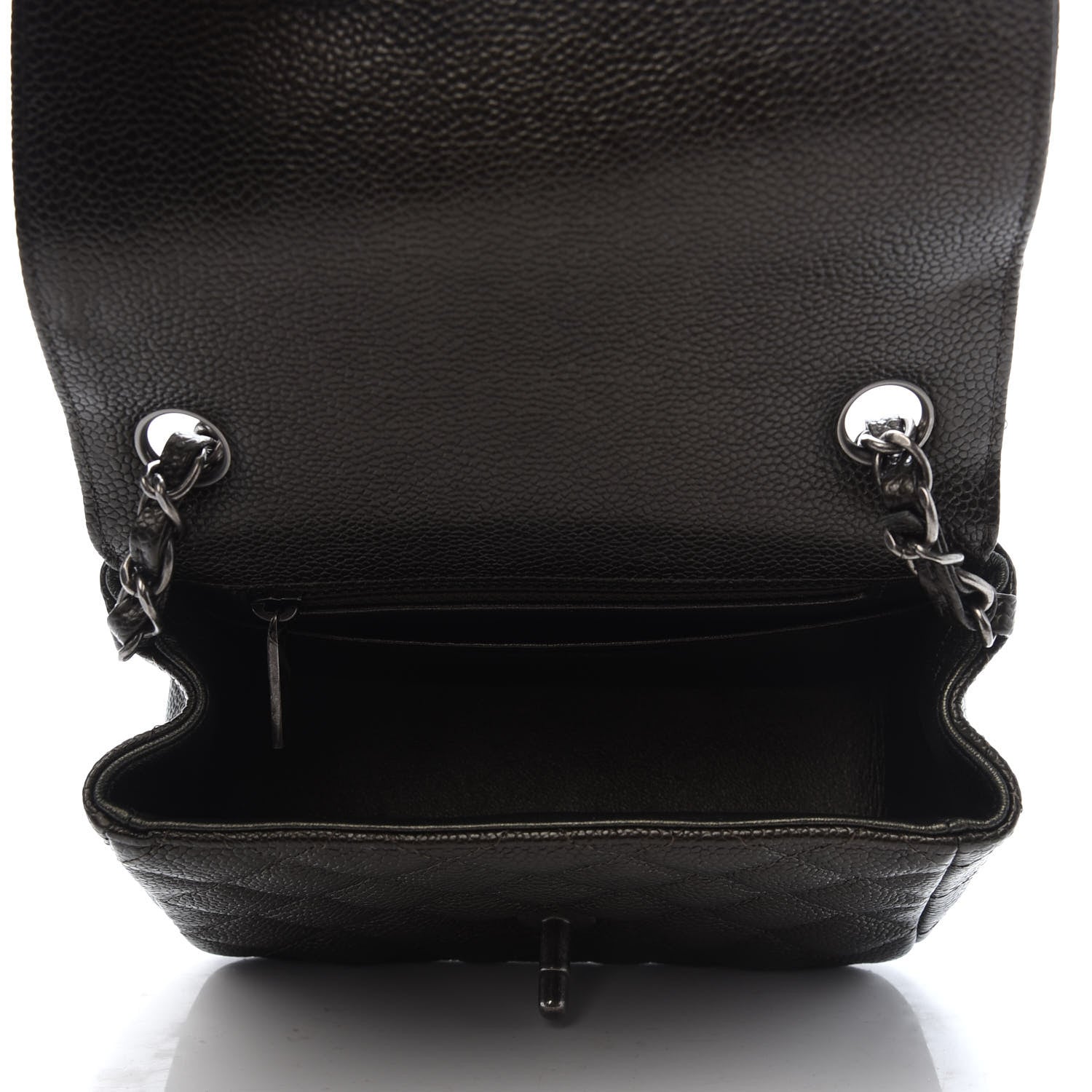 Chanel Metallic Caviar Quilted Mini Square Flap Dark Charcoal 5 of 9