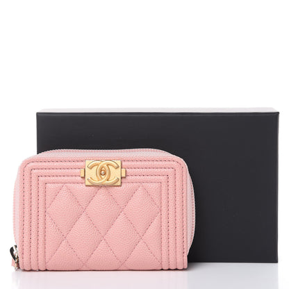 Chanel Caviar Quilted Boy Zip Around Coin Purse Wallet Light Pink 8 of 8