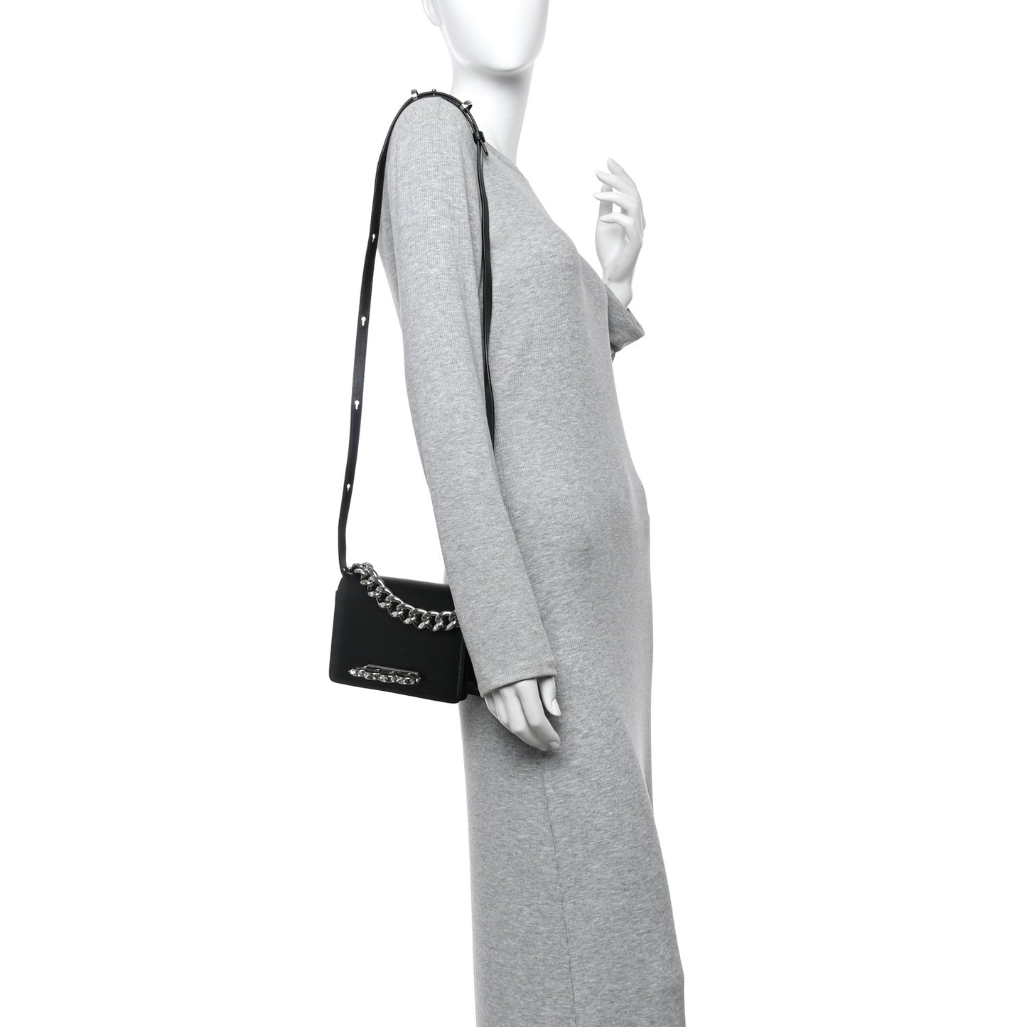 Smooth Calfskin Mini The Four Ring Knuckle Chain Shoulder Bag Black