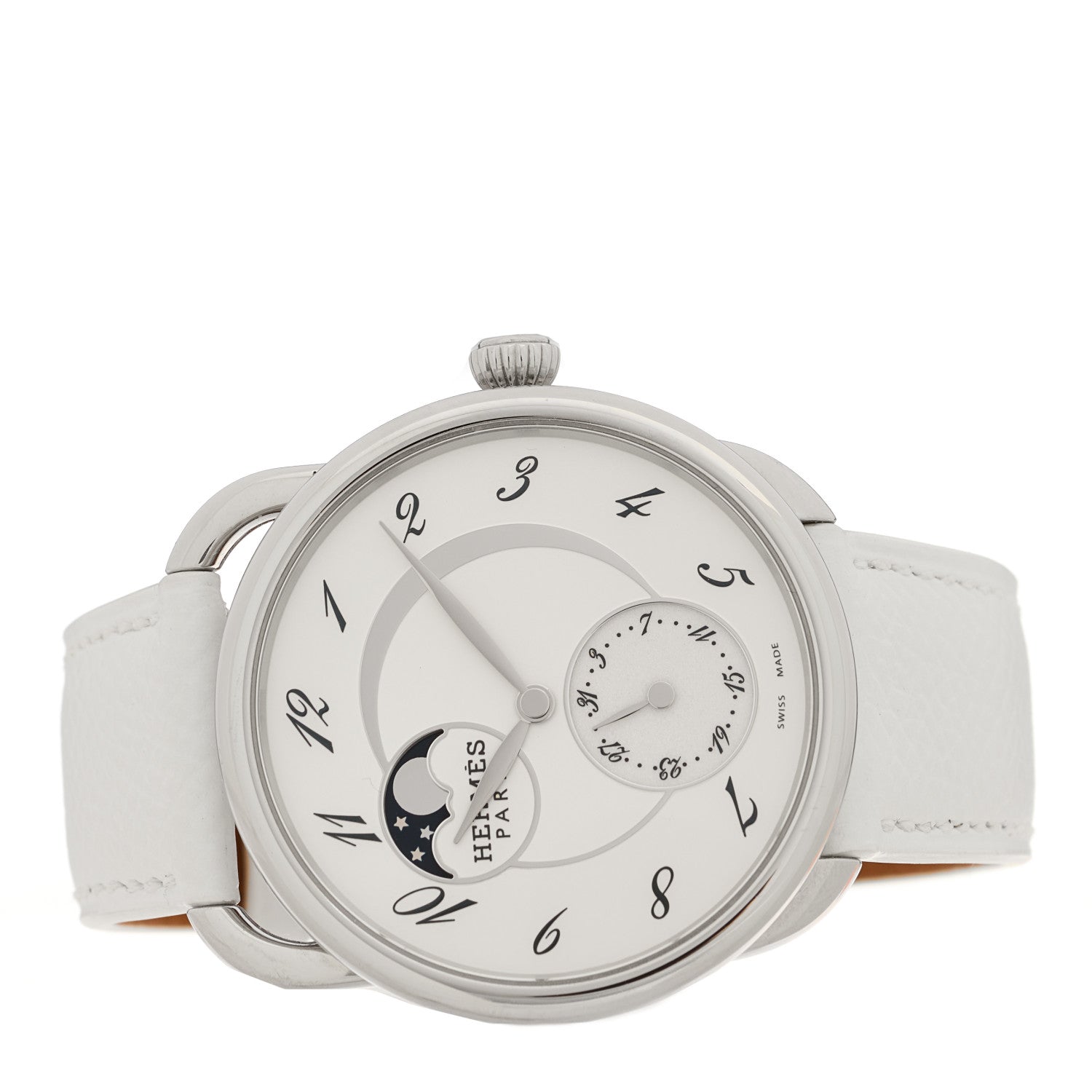 Hermes Stainless Steel Epsom 38mm Arceau Petite Lune Automatic Watch Blanc 2 of 5