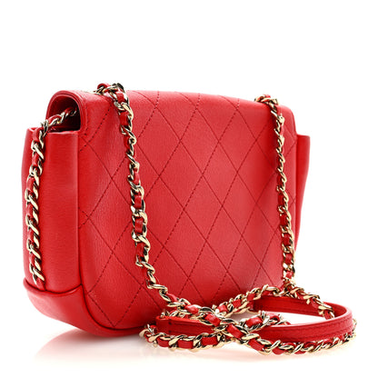 Chanel Goatskin Stitched Casual Trip Single Flap Red 3 of 9