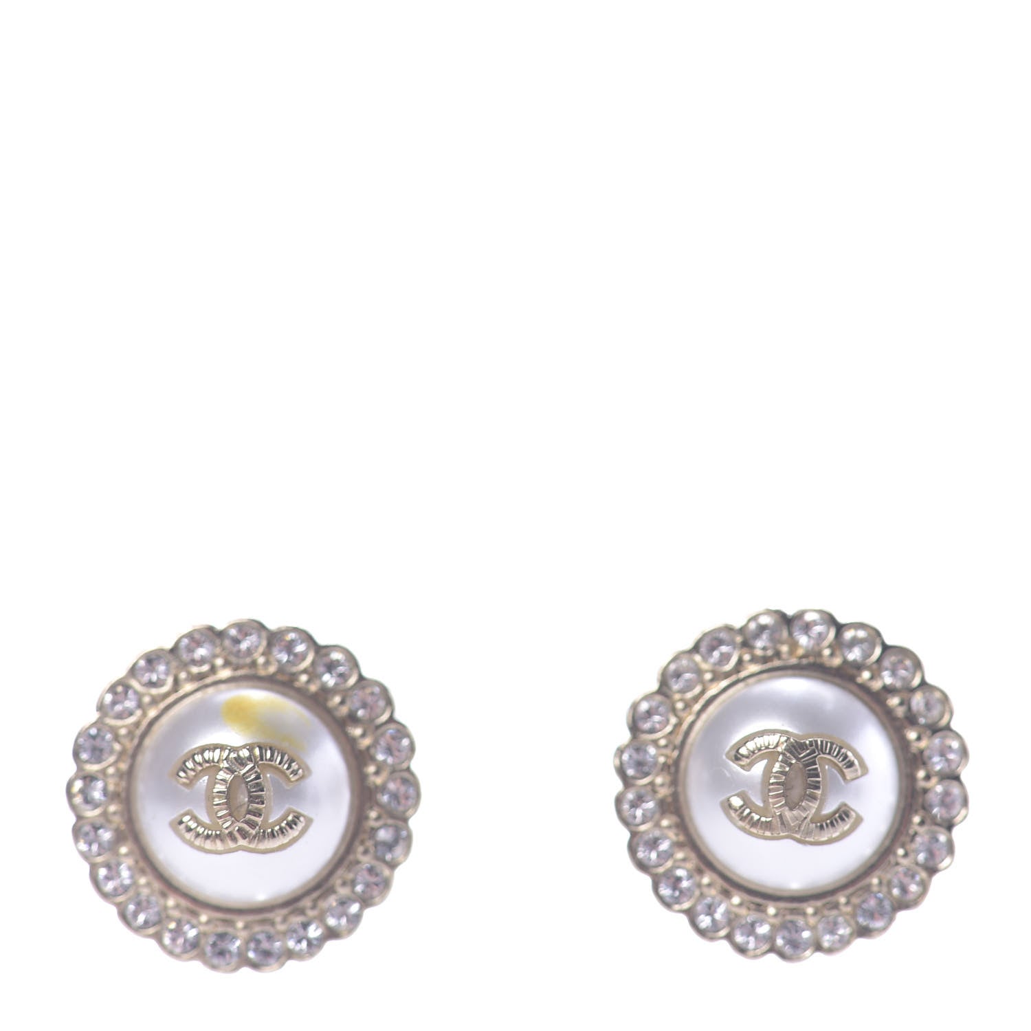 Chanel Pearl Crystal CC Earrings Gold 1 of 5