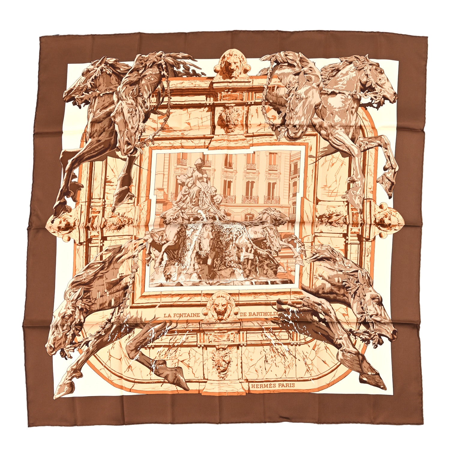 Hermes Silk La Fontaine De Bartholdi Scarf 90 1 of 3