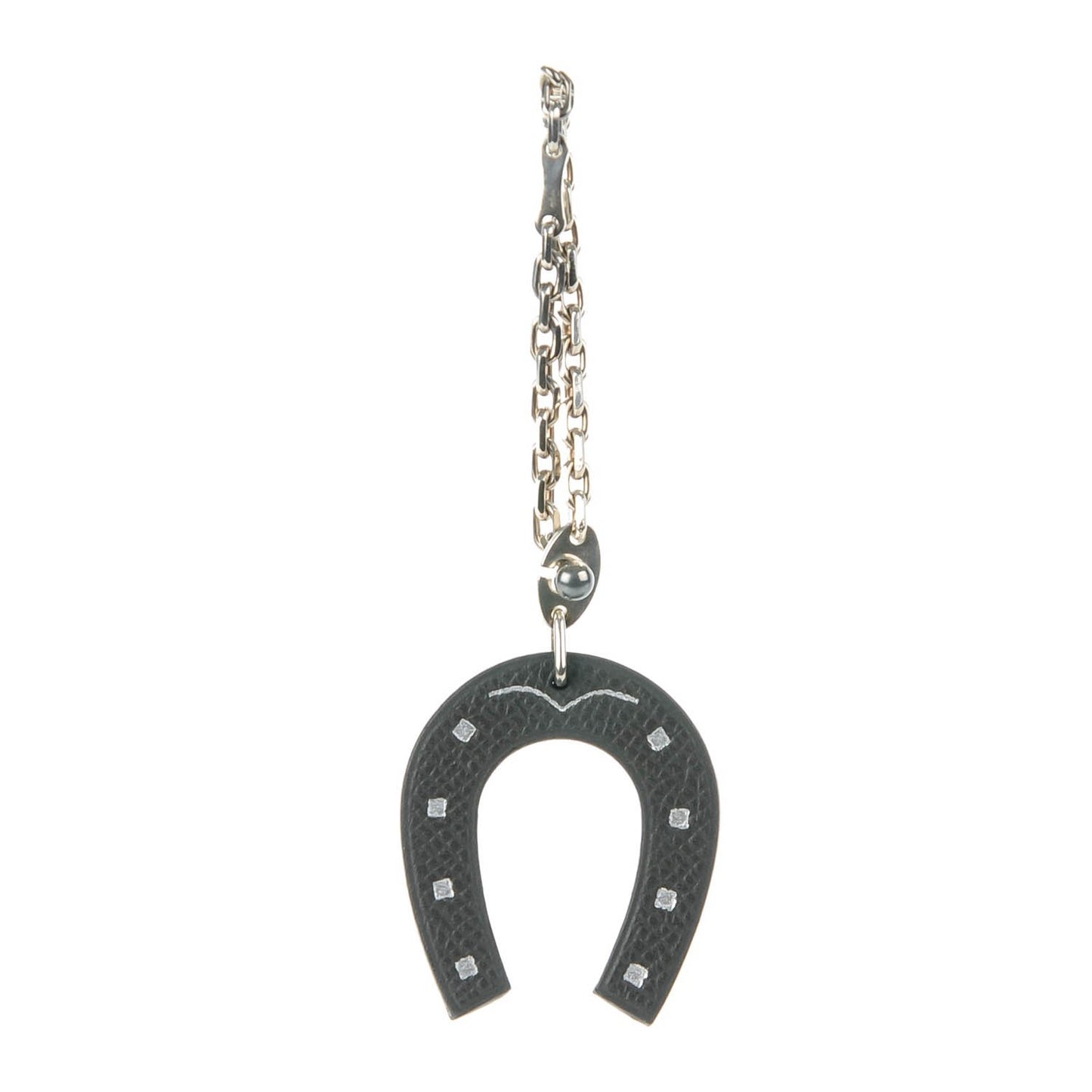 Epsom Lucky Horseshoe Bag Charm Graphite Orange