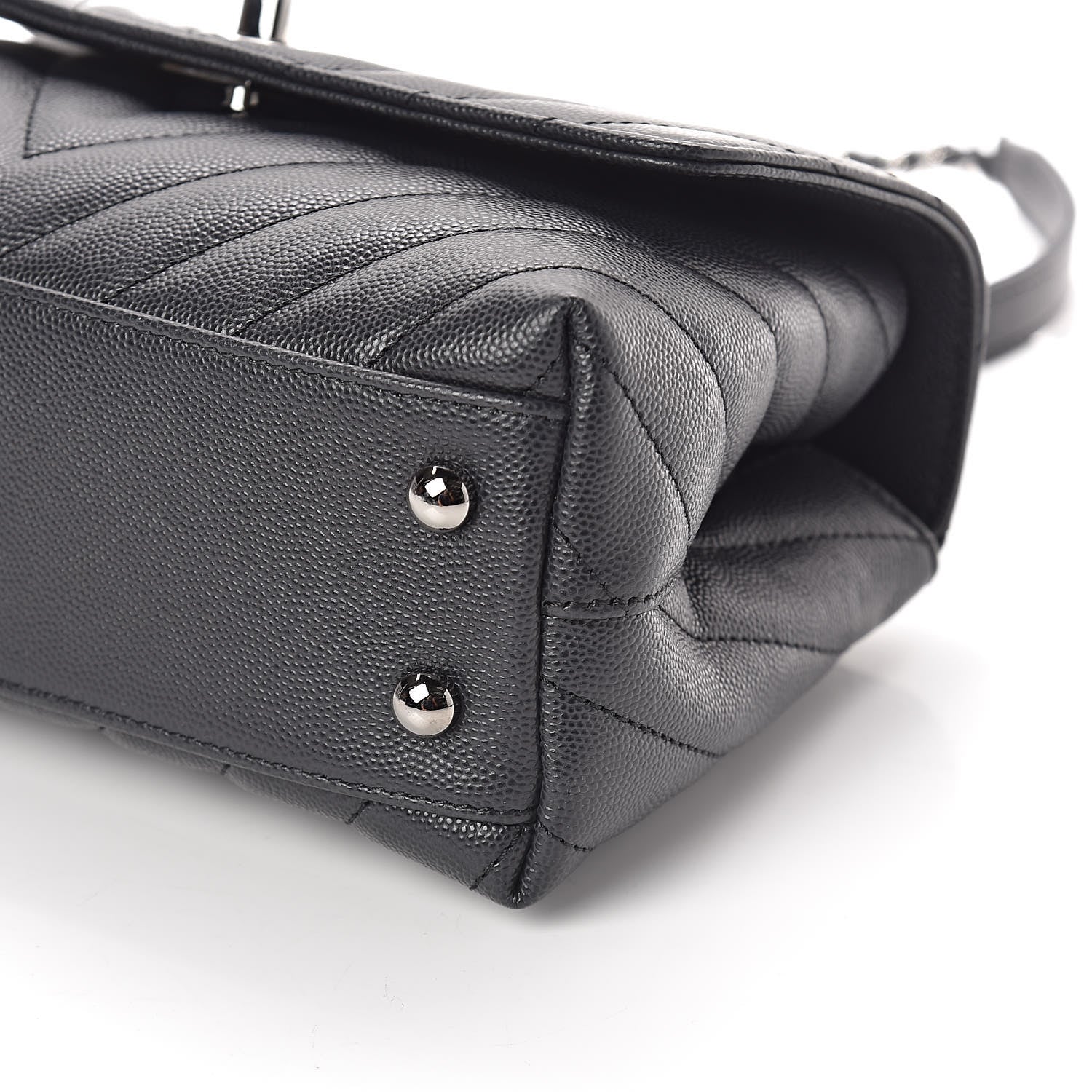 Chanel Caviar Chevron Quilted Mini Coco Handle Flap Dark Grey 10 of 12