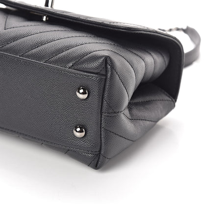 Chanel Caviar Chevron Quilted Mini Coco Handle Flap Dark Grey 10 of 12