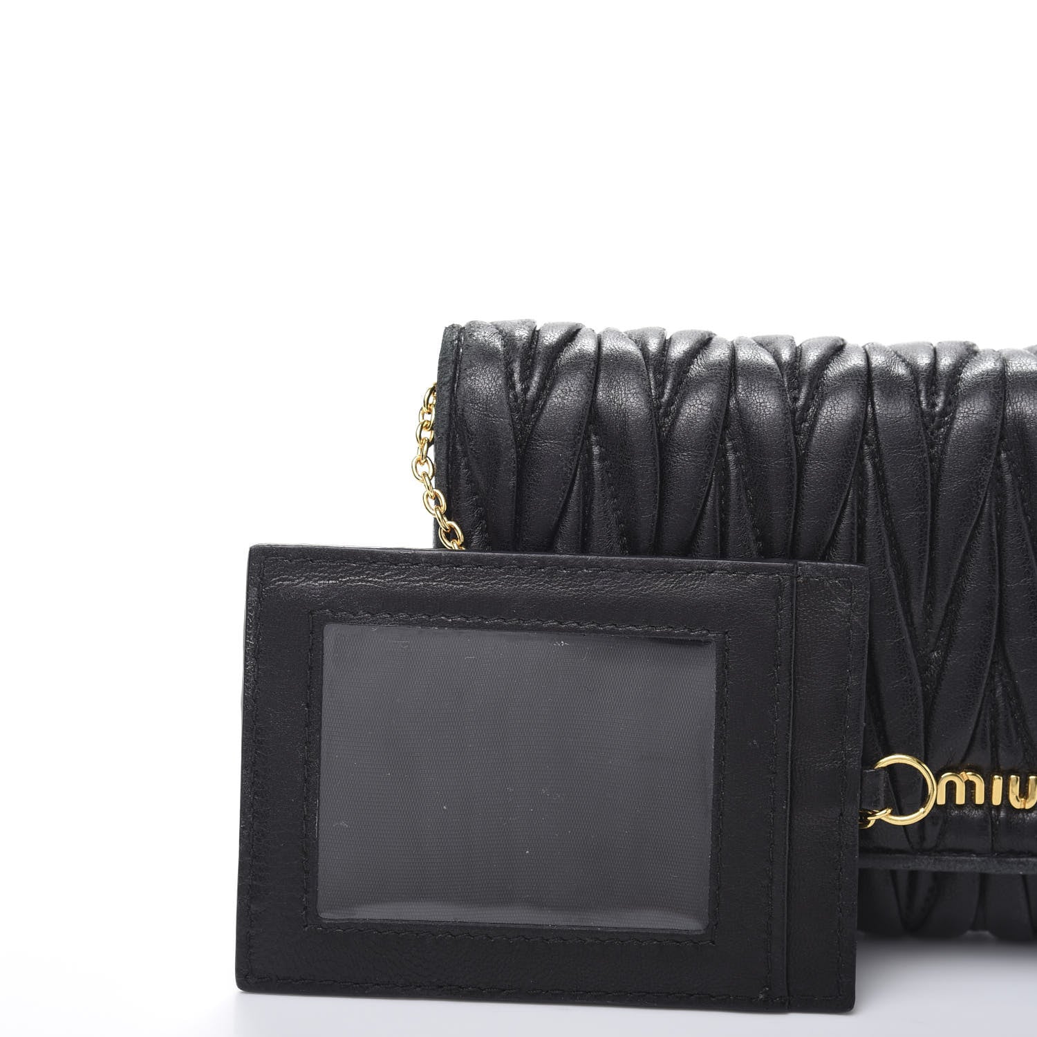 Miu Miu Nappa Matelasse Flap Wallet Black 12 of 13