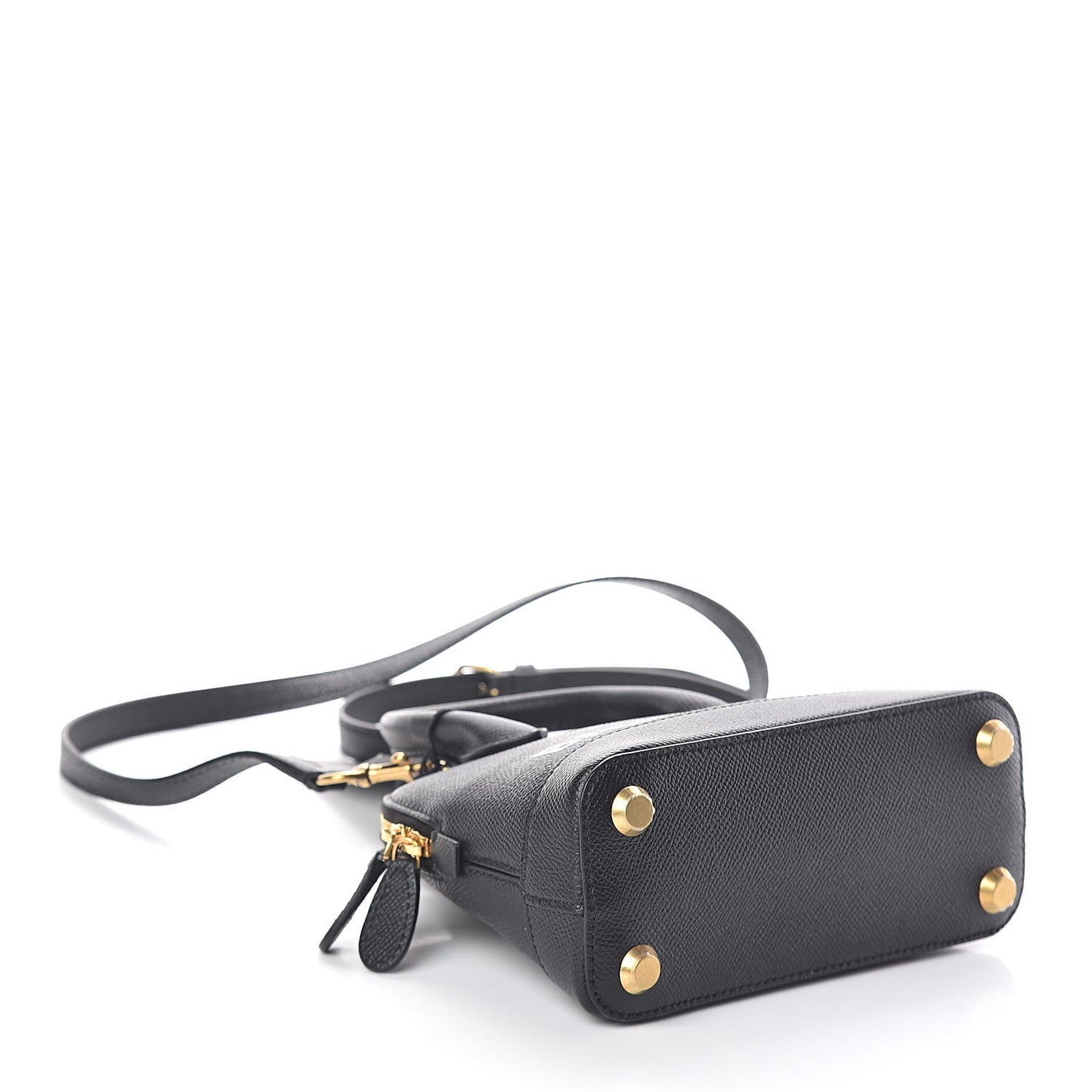 Signature Grained Calfskin XXS Ville Top Handle Bag Black White