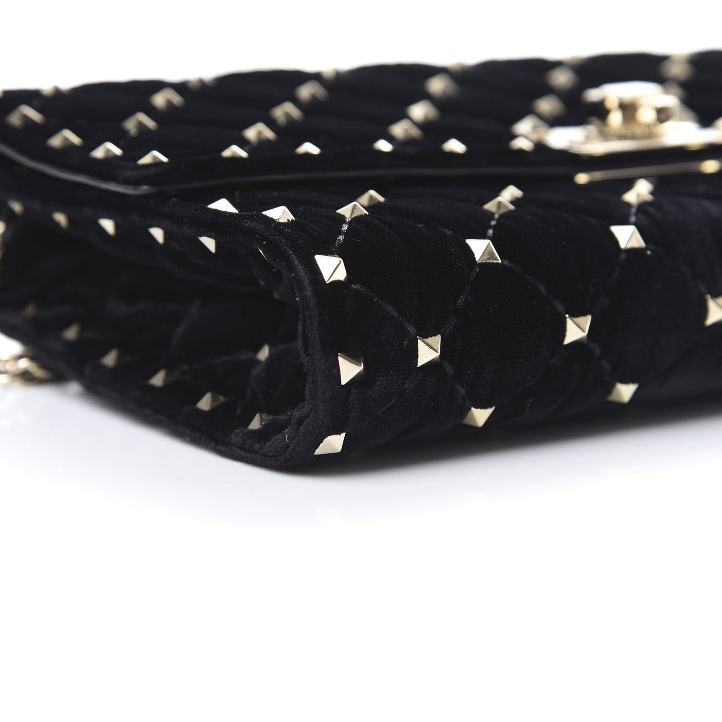 Velvet Rockstud Spike Wallet on Chain Black