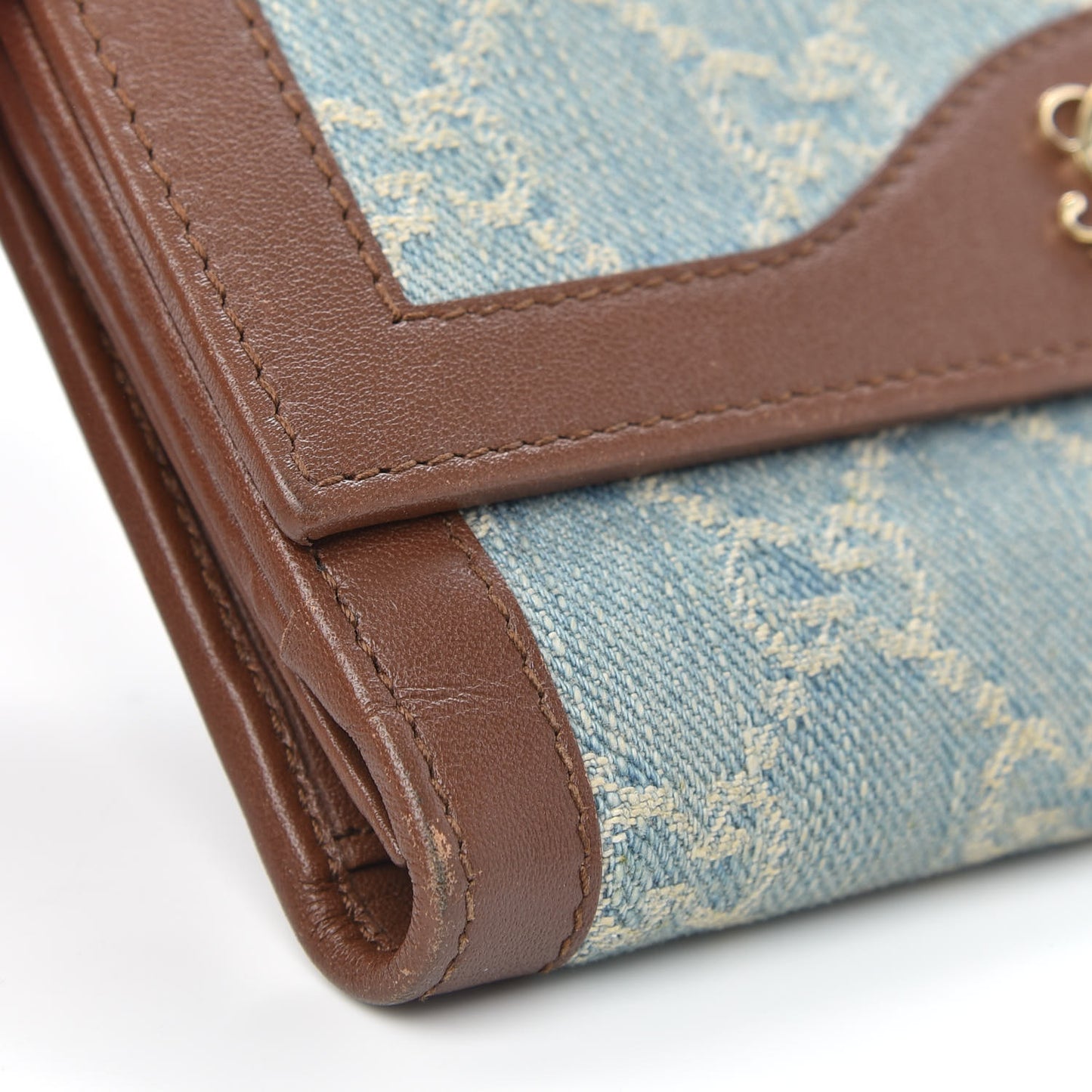 Monogram Script Continental Wallet Blue Denim