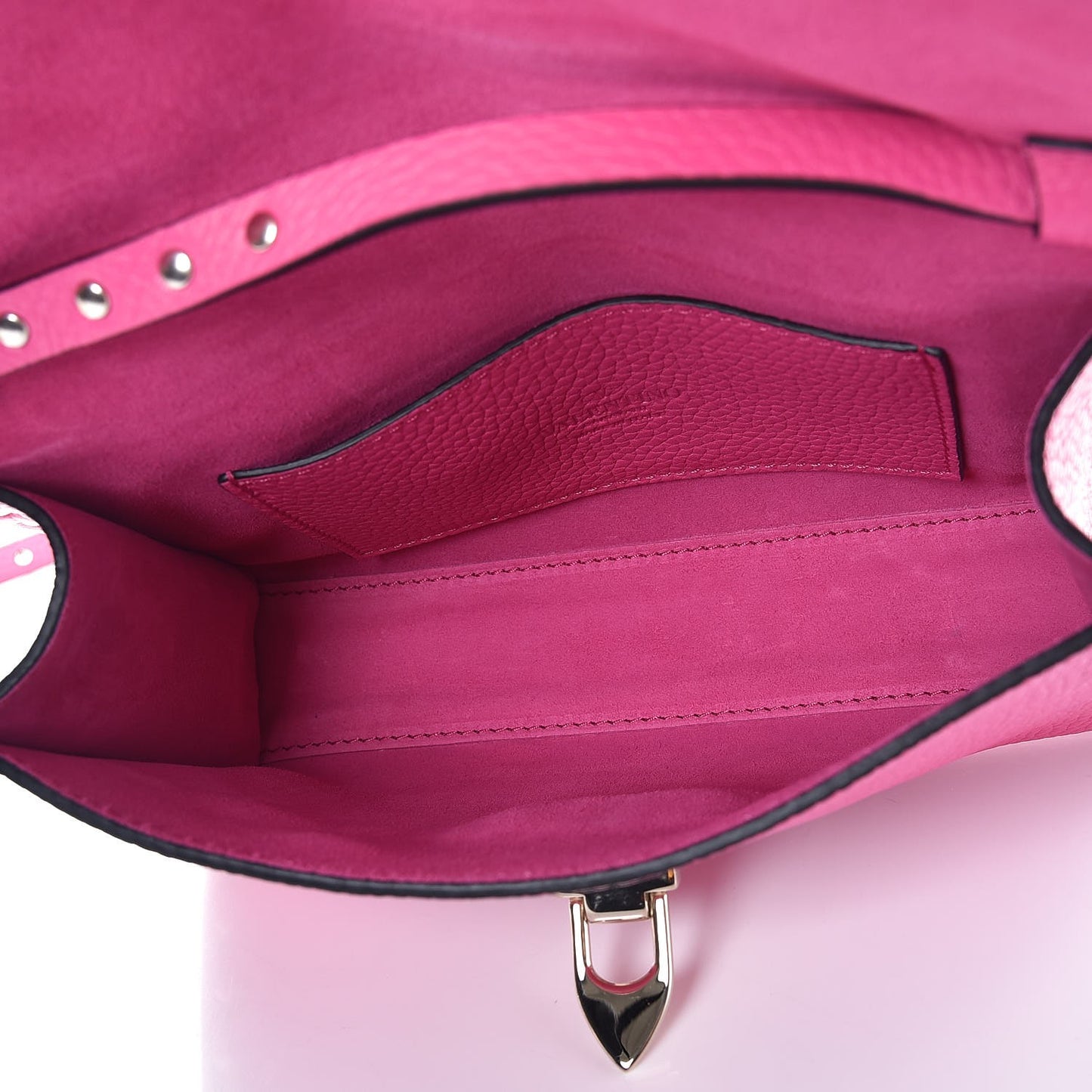 Pebbled Calfskin Medium Rockstud Flip Lock Crossbody Bag Pink Orchid