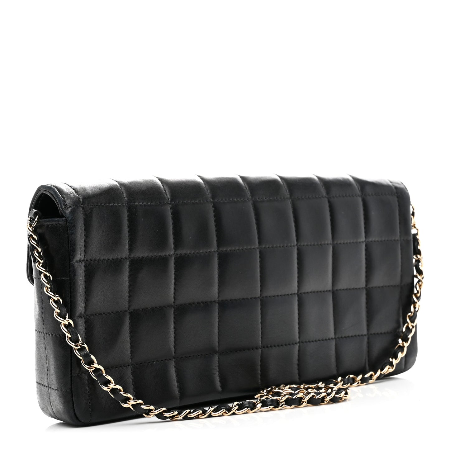 Lambskin East West Chocolate Bar Flap Black