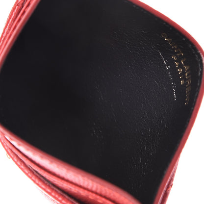 Saint Laurent Grain De Poudre Matelasse Chevron Monogram Credit Card Case New Red 5 of 8