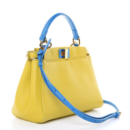 Fendi Nappa Colorblock Mini Peekaboo Iconic Satchel Lime Blue Royal Latte 3 of 15