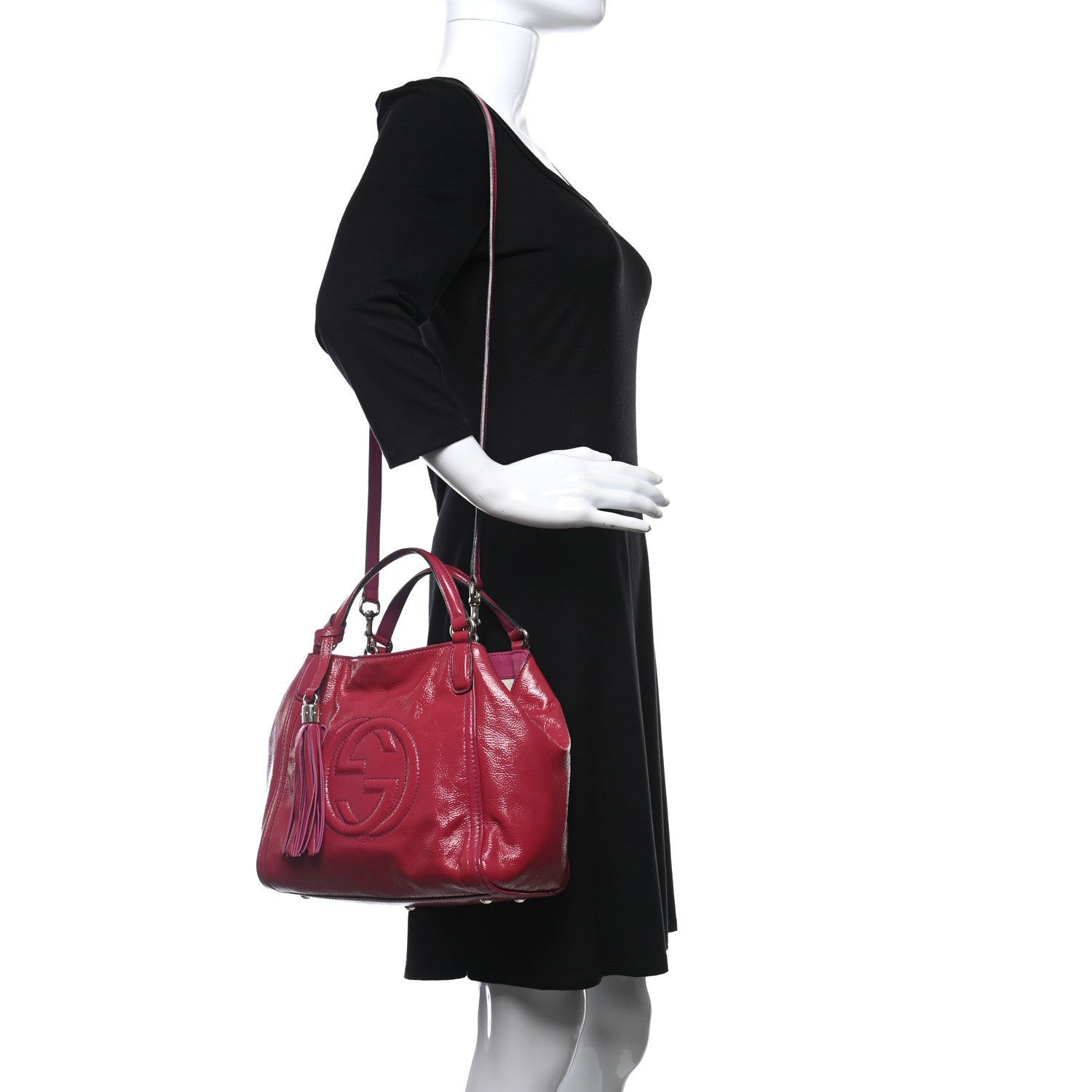 Gucci Patent Small Soho Shoulder Bag Bright Bougainvillea 2 of 9