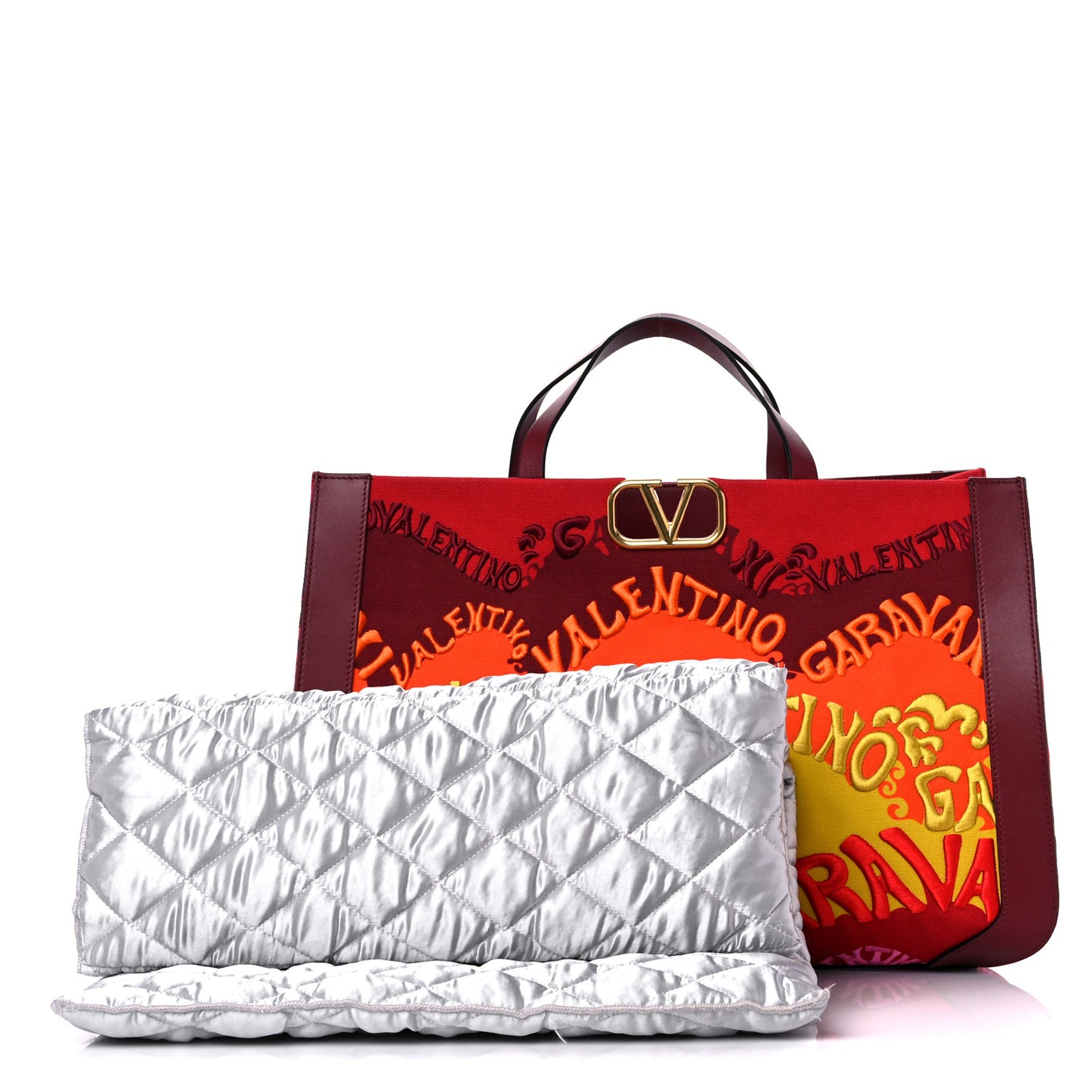 Canvas Embroidered Waves Escape Tote Rubin Multicolor