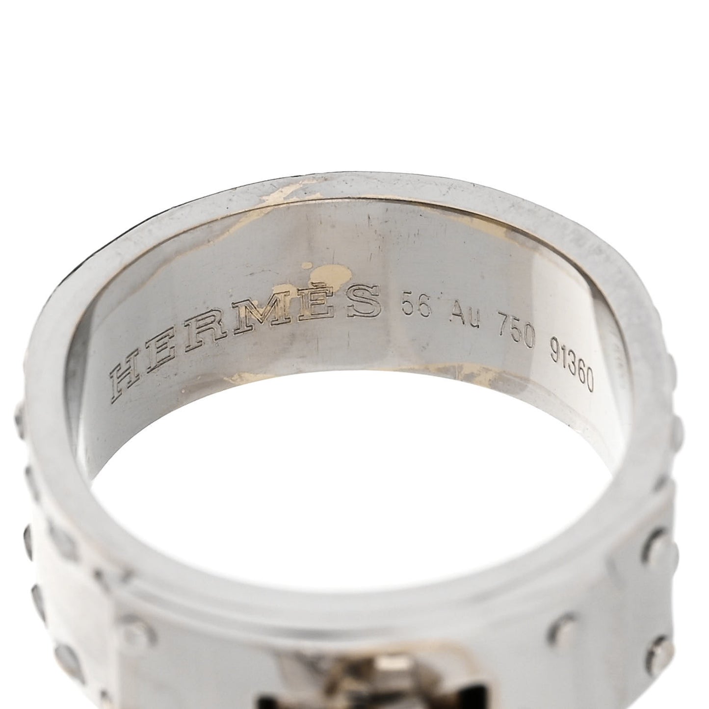 18K White Gold Diamond Kelly Lock Ring 56 7.5