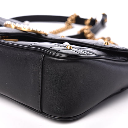 Gucci Calfskin Matelasse Studded Small Pearly GG Marmont Shoulder Bag Black 9 of 12