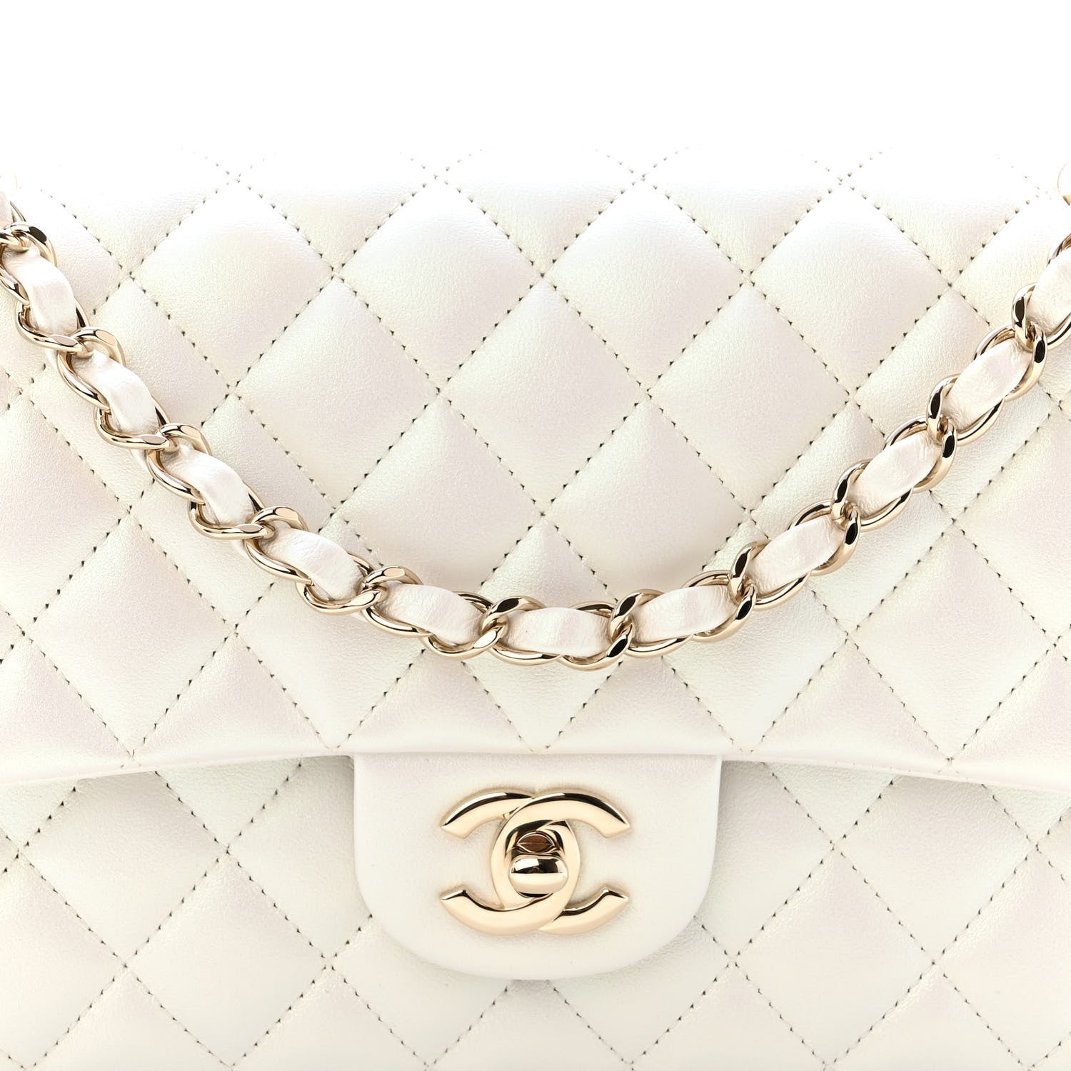 Chanel Iridescent Calfskin Quilted Medium Double Flap White 8 of 10