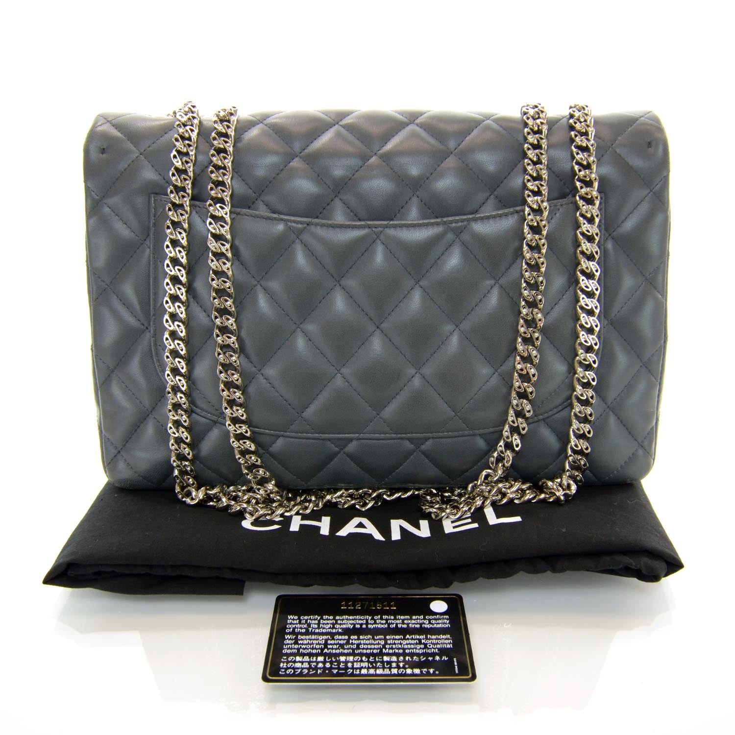 Chanel Lambskin Jumbo Flap w Bijoux Chain Grey 3 of 9