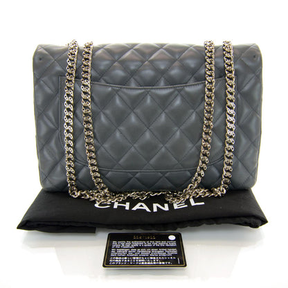 Chanel Lambskin Jumbo Flap w Bijoux Chain Grey 3 of 9