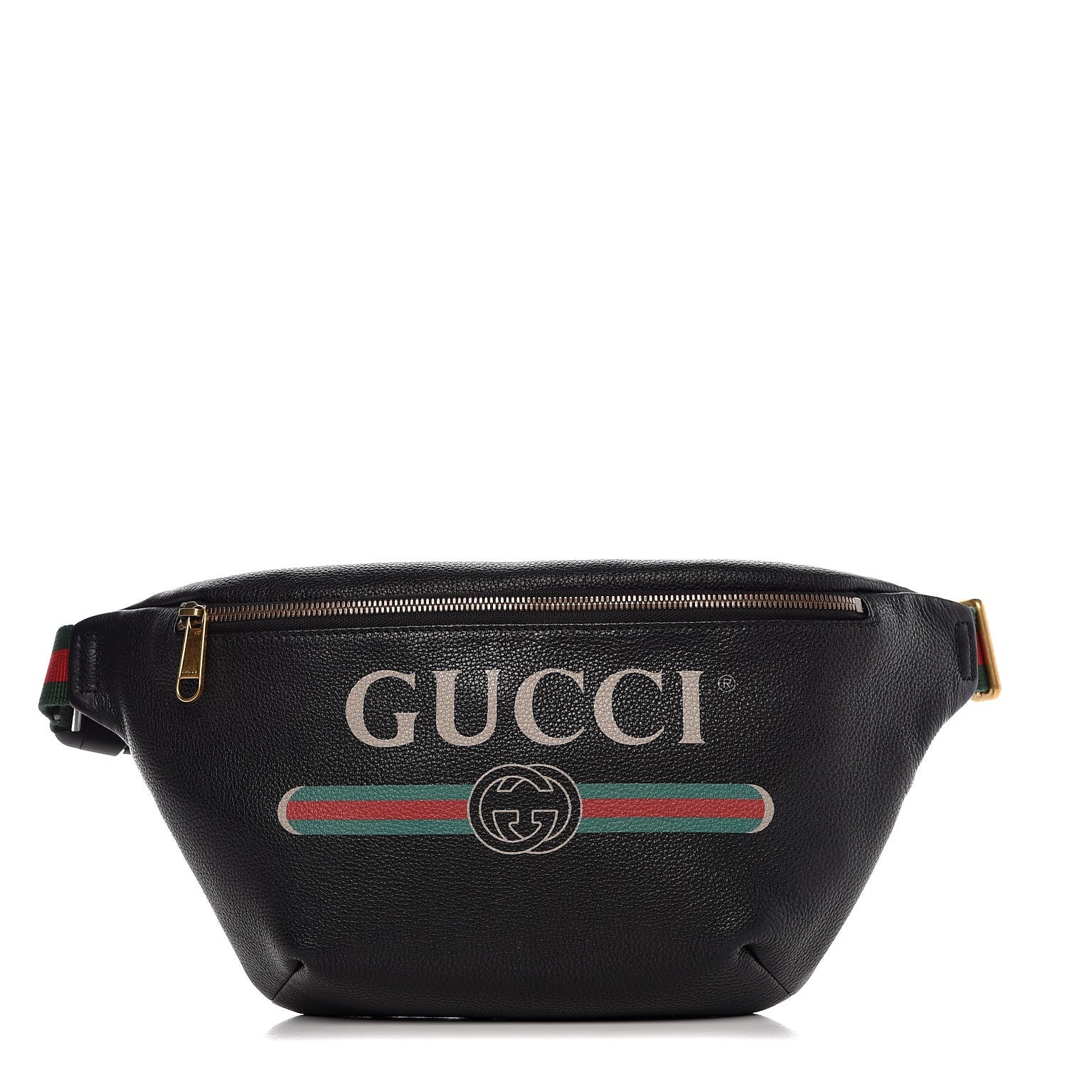 Gucci Grained Calfskin Logo Belt Bag Black 1 of 7