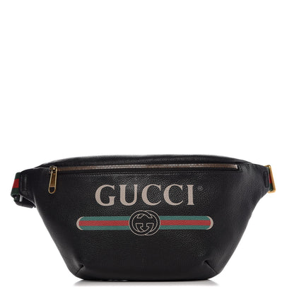 Gucci Grained Calfskin Logo Belt Bag Black 1 of 7