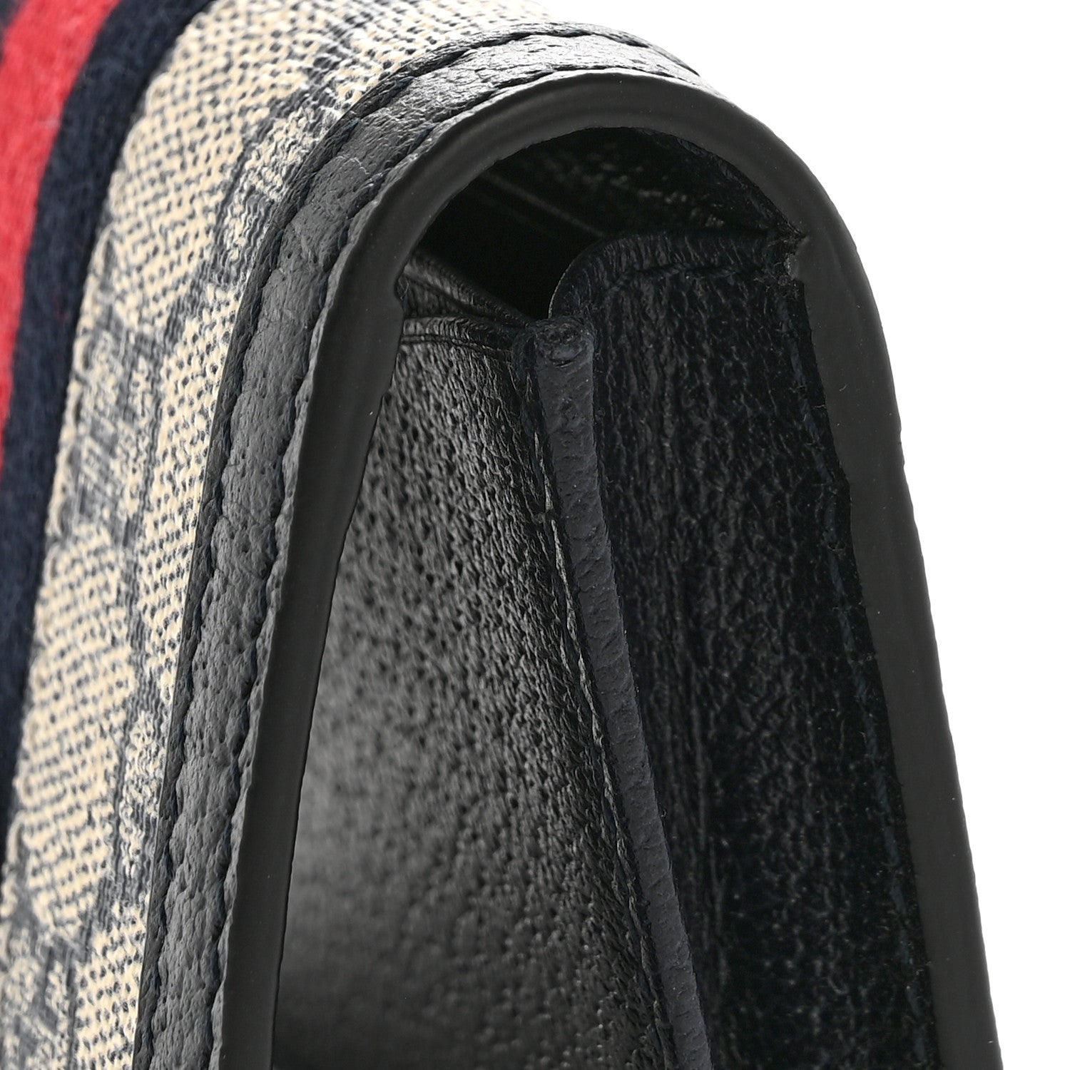 Gucci GG Supreme Monogram Textured Dollar Calfskin Web Ophidia Card Case Beige Blue 9 of 9