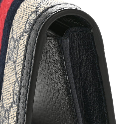 Gucci GG Supreme Monogram Textured Dollar Calfskin Web Ophidia Card Case Beige Blue 9 of 9