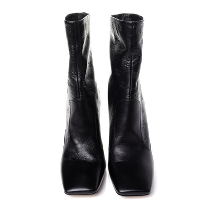 Fendi Vitello Karligraphy Embossed FFreedom High Heel Ankle Boots 40 Black 5 of 9