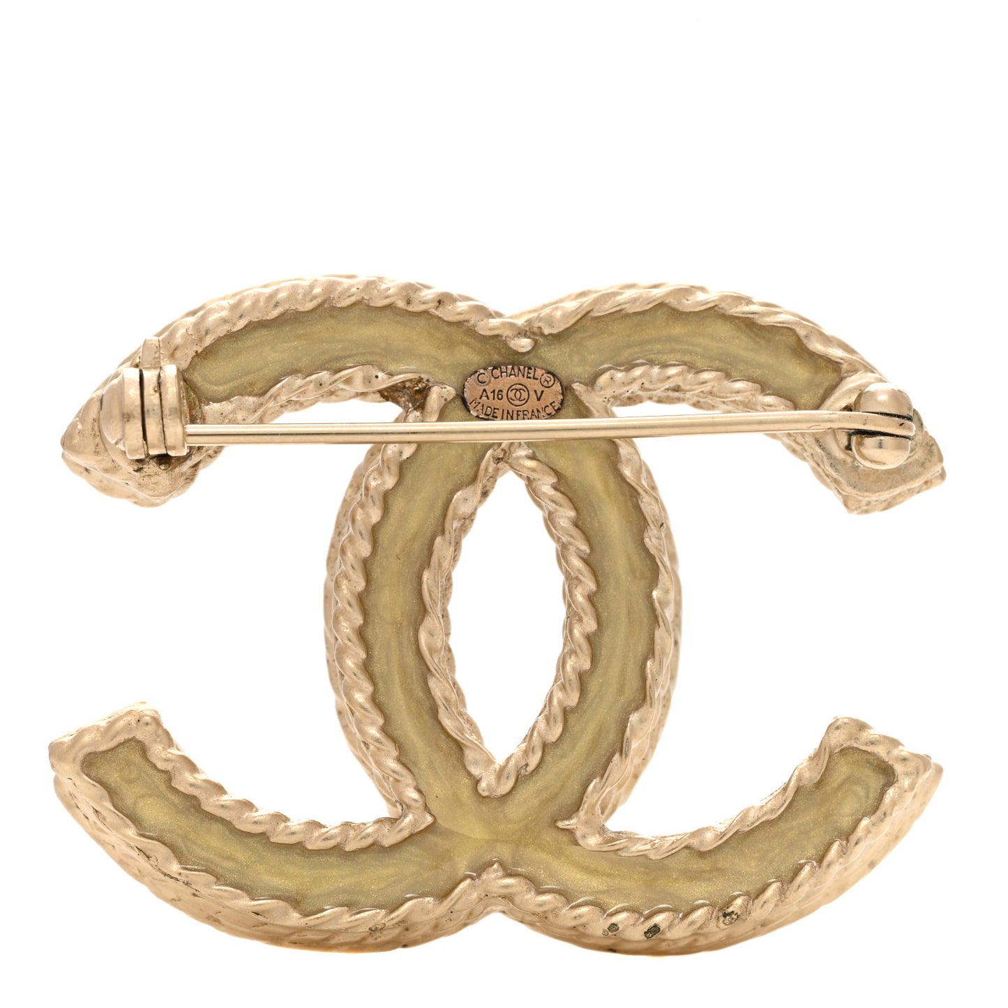 Crystal CC Brooch Pin Light Gold