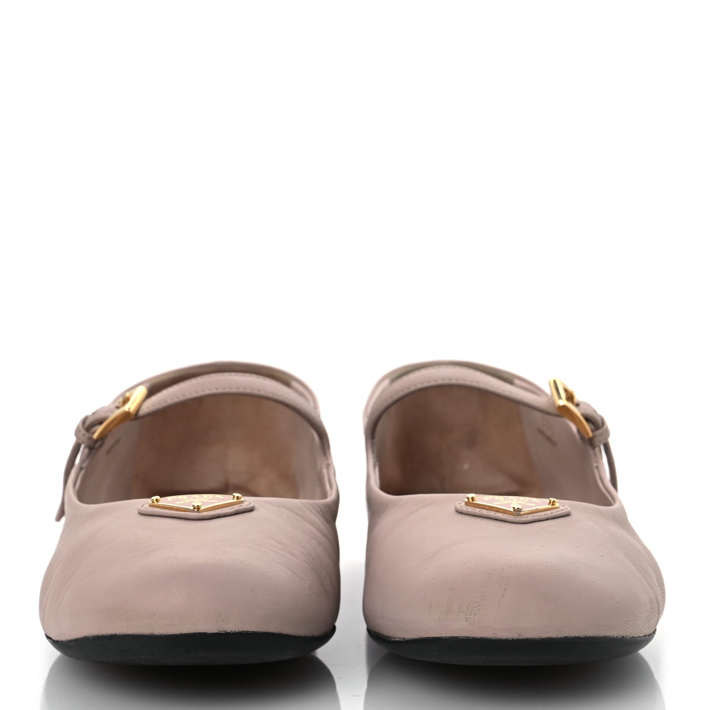 Nappa Triangle Logo Ballerina Flats 37.5 Powder Pink