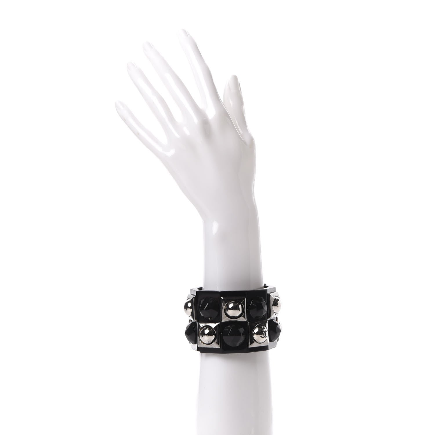 Chanel Resin Studded CC Cuff Black 2 of 6