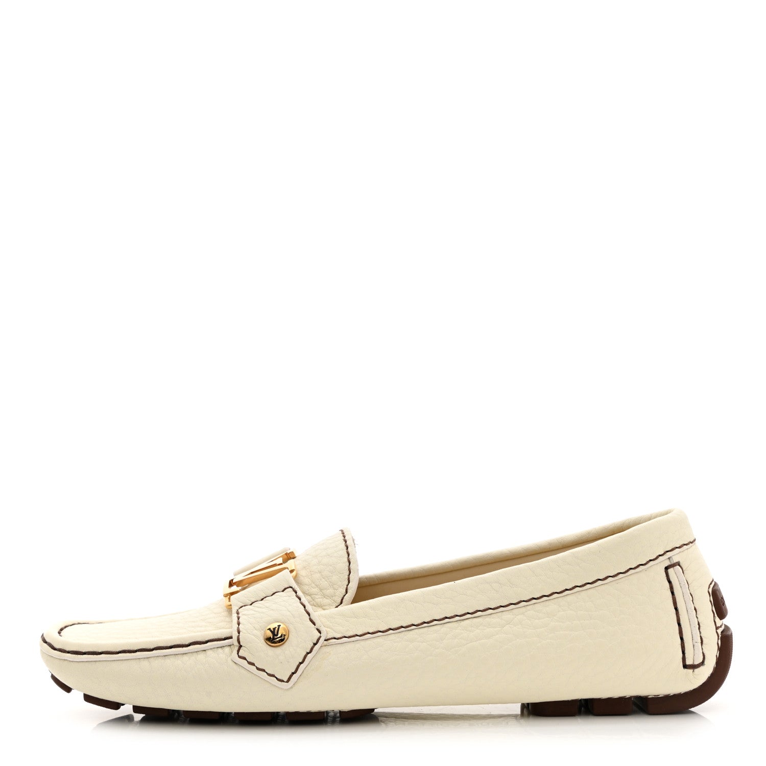 Louis Vuitton Calfskin Mens Monte Carlo Car Shoe Moccasin Loafers 36.5 White 1 of 10