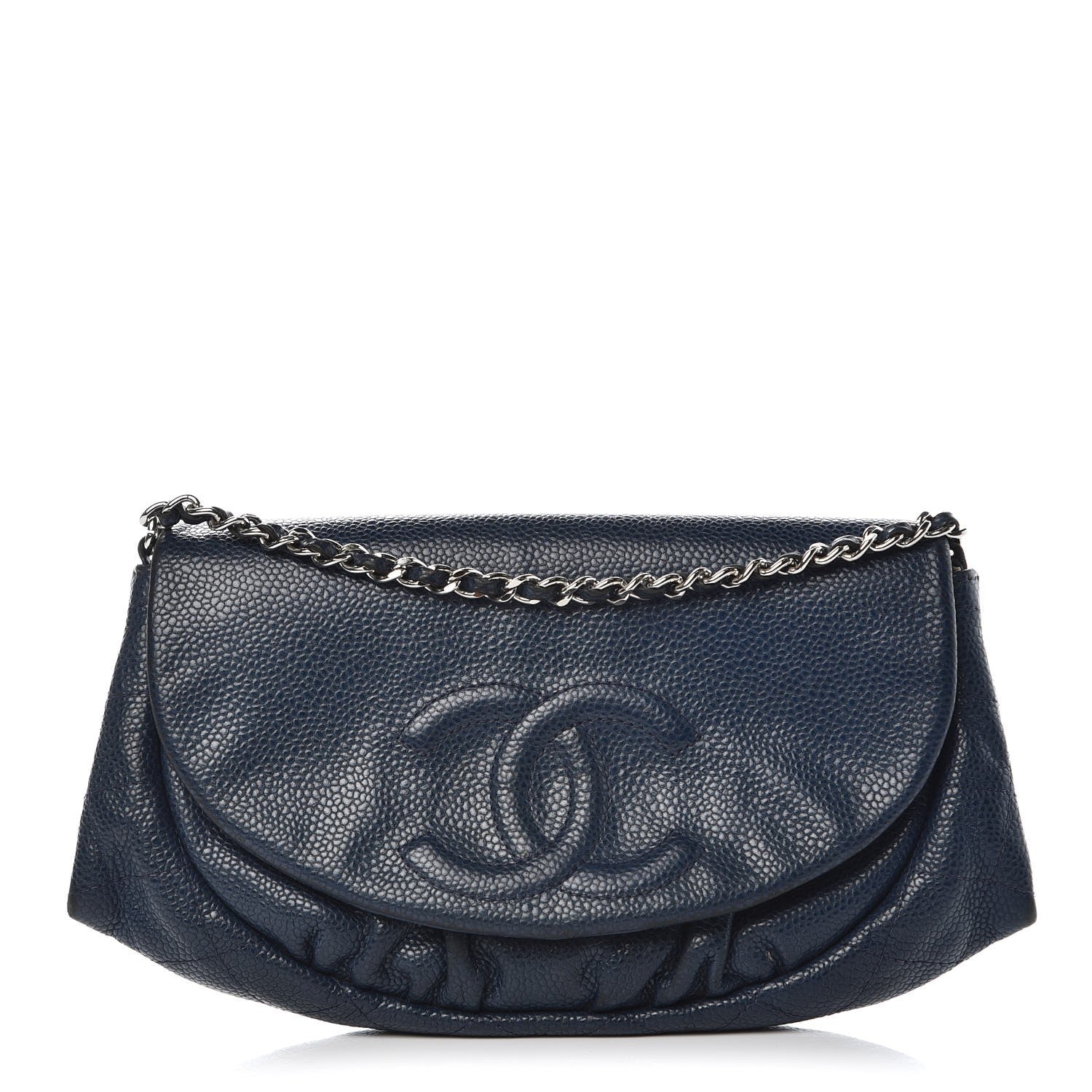 Chanel Caviar Half Moon Wallet On Chain WOC Navy 1 of 10