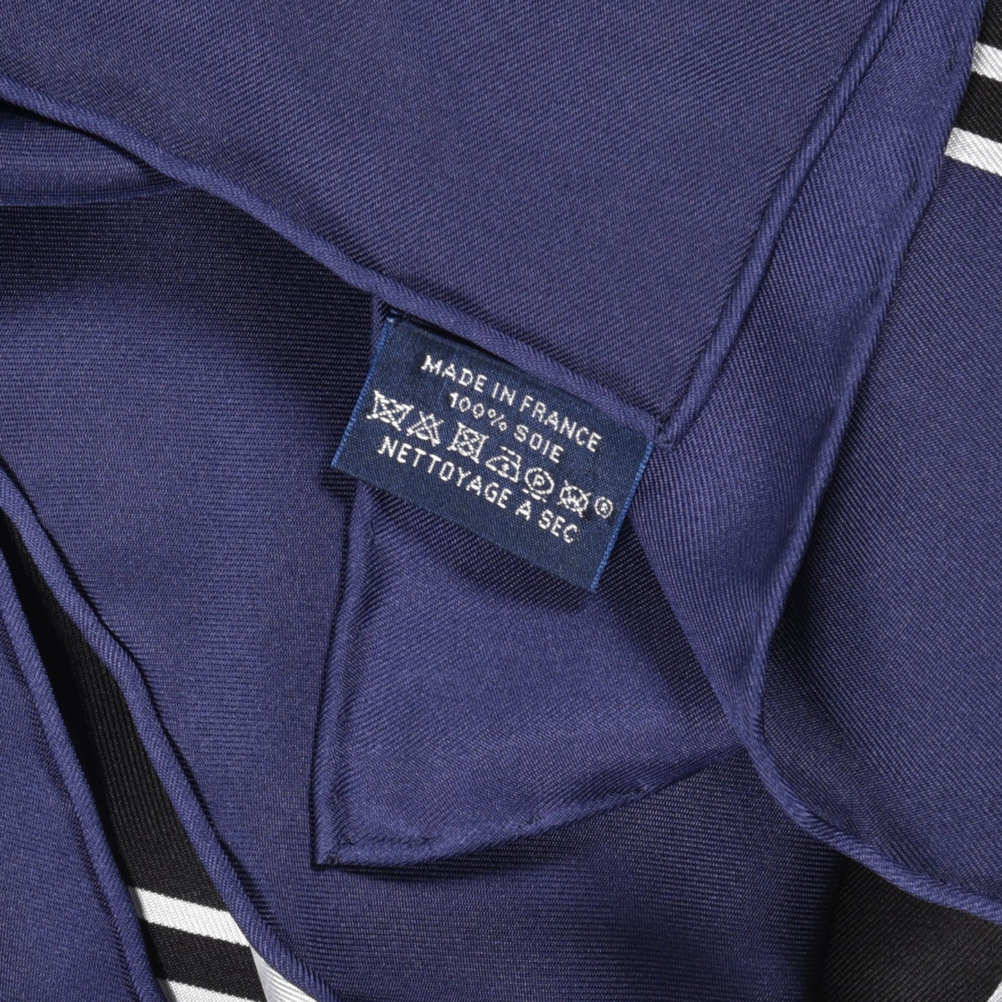 Silk Please Check In Scarf 90 Marine Black White