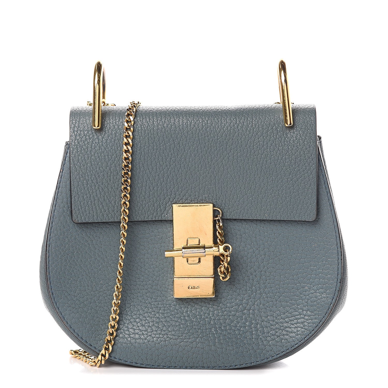 Chloe Grained Lambskin Mini Drew Shoulder Bag Cloudy Blue 1 of 8