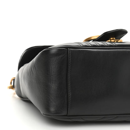 Gucci Calfskin Matelasse Small GG Marmont Top Handle Shoulder Bag Black 9 of 10