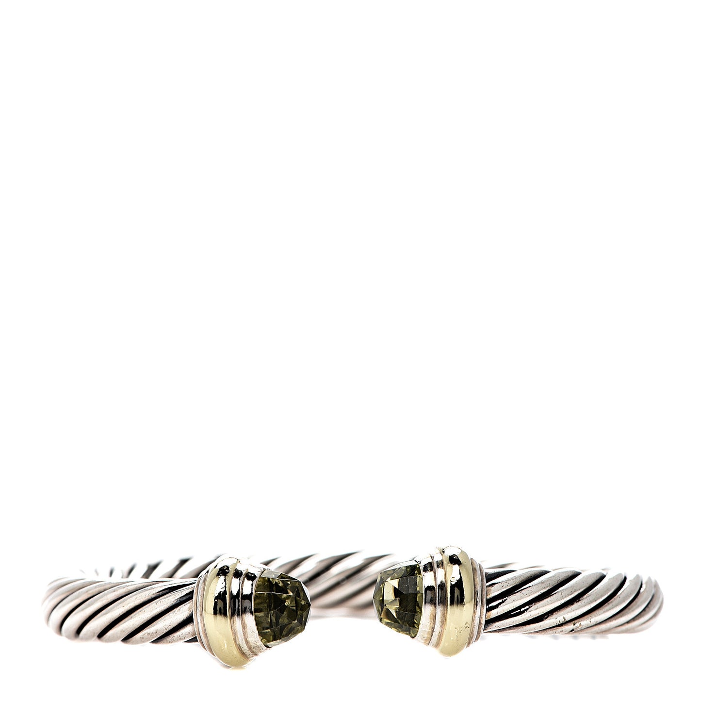 Sterling Silver 14K Yellow Gold Lemon Citrine 7mm Cable Classics Bracelet